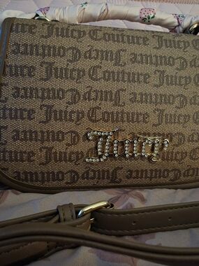 Juicy Couture Brown Logo Crossbody with Crystal 'Juicy' Emblem